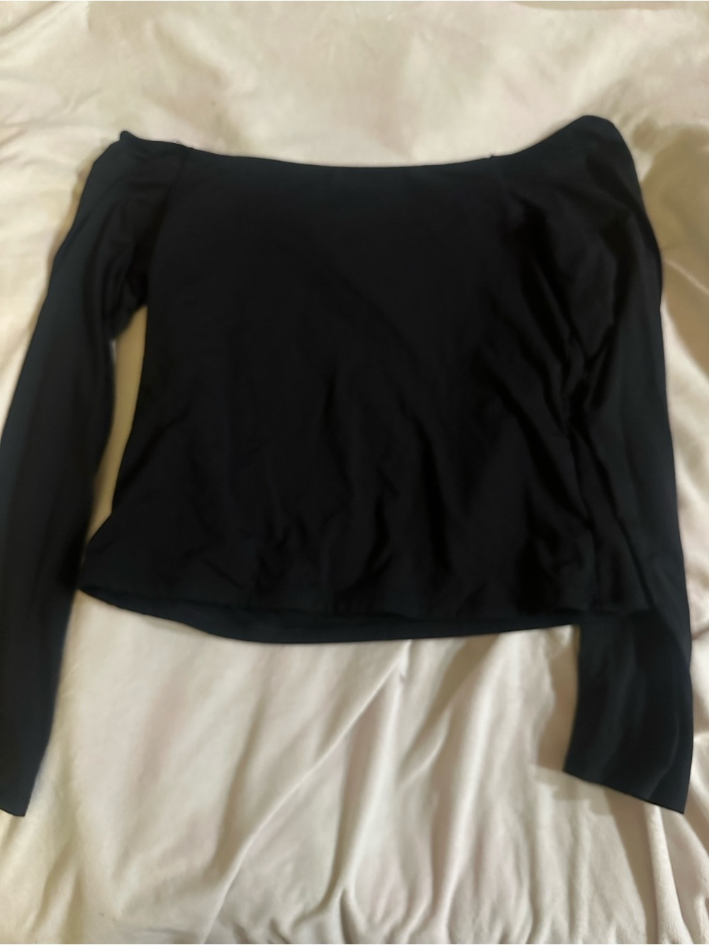 Victoria’s Secret PINK Black Off-Shoulder Long Sleeve Top
